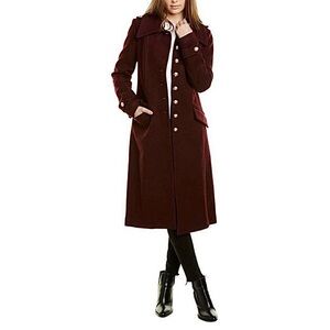 Avec Les Filles | Wool Blend Fit & Flare Military Coat in Merlot | Nordstrom